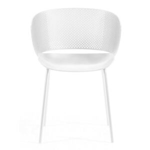 Kave Home Gartenstuhl YERAY 4er Set weiß - Vierfußgestell - Kunststoff - weiß - Sitzhöhe 43 cm - Sitzbreite 48 cm - Sitztiefe 46 cm
