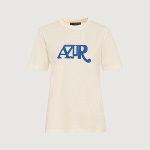 T-Shirt aus weicher Bio-Baumwolle mit "AZUR"-Flockprint