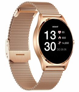 XCOAST JOLI Damen Smartwatch (3,9 cm/1,3 Zoll) Fitness Tracker, neueste Generation, 3-tlg., mit goldenem Mesh Armband, IP67 wasserdicht, Herzfrequenz, Blutdruck, Blutsauerstoff, Schlaf