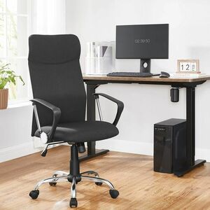 Bürostuhl, ergonomischer Schreibtischstuhl, Drehstuhl, gepolsterter Sitz, Stoffbezug, höhenverstellbar und neigbar, bis 120 kg belastbar, Schwarz