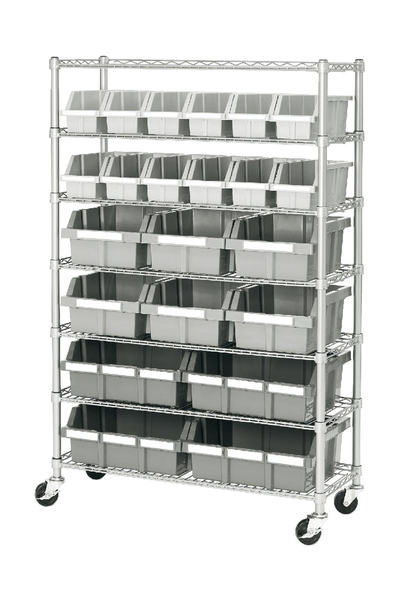 Bild 1 von Seville Classics Sortierboxenregal, Rollwagen, Stahl,  142 x 91.5 x 36.2 cm, silber