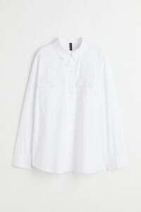 H&M Hemdbluse aus Popeline Weiß, Freizeithemden in Größe XXS. Farbe: White