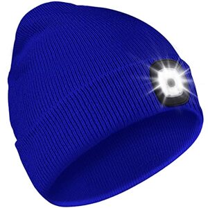 Deilin LED Mütze mit Licht Geschenke für Männer, Outdoor Hüte für Herren Beleuchtete Mütze Aufladbar USB, Stirnlampe Winter Beanie Mütze mit Licht, Unisex Winter Wärmer Strickmütze mit Licht