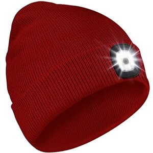 Deilin Outdoor Hüte für Damen, LED Mütze mit Licht Damen Geschenke Weihnachten, Beleuchtete Mütze Aufladbar USB Geschenke für Männer und Frauen, Wärmer Strickmützen für Damen Stirnlampe Bean