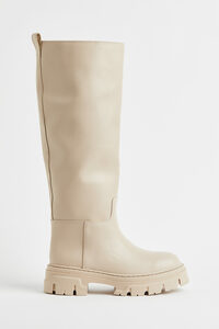 H&M Kniehohe Stiefel Hellbeige in Größe 40. Farbe: Light beige