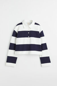 H&M Rugbyshirt Marineblau/Blockstreifen, Sweatshirts in Größe XL. Farbe: Navy blue/block-striped