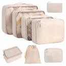 Bild 1 von Amazon Brand - Eono 8 Teilige Kleidertaschen, Packing Cubes, Verpackungswürfel, Packtaschen Set für Urlaub und Reisen, Kofferorganizer Reise Würfel, Ordnungssystem für Koffer, Packwürfel - Beige