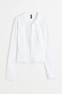 H&M Figurbetonte Twillbluse Weiß, Freizeithemden in Größe M. Farbe: White