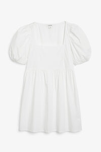 Monki Weißes Minikleid mit Puffärmeln und Karree-Ausschnitt Weiß, Alltagskleider in Größe 38. Farbe: White