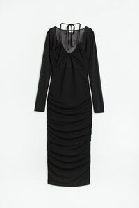 H&M Drapiertes Bodycon-Kleid, Party kleider in Größe XS. Farbe: Black
