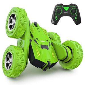 SGILE Ferngesteuertes Stunt Auto, Direkt Aufladbares RC Auto mit 2-seitiger 360° Rotation für Jungen, Kinder und Mädchen (Grün)