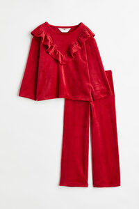 H&M 2-teiliges Set aus Velours Rot, Kleidung Sets in Größe 92. Farbe: Red