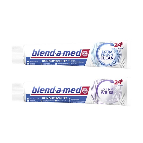 Bild 1 von BLEND-A-MED ZAHNCREME
classic, extra frisch, extra weiß,
milde Frische, Kräuter,
jede 75-ml-Tube