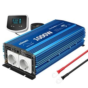 GIANDEL 1000W Wechselrichter Reiner Sinus 12V auf 230V KFZ Spannungswandler Power Inverter mit LCD-Bildschirm-Fernbedienung und 2 USB Anschlüsse für Wohnmobil LKW Auto