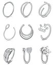 Bild 1 von VF VFUN Nose Rings Stainless Steel Nose Septum Piercing Nose Hoop jewellery Women Nose Cuff Helix Cartilage Earrings Nostril Piercing 9PCS Silver