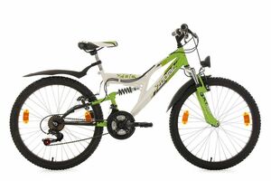 KS Cycling Kinderfahrrad Mountainbike Fully 24“ Zodiac weiß-grün RH 38 cm