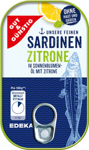 Gut & Günstig Sardinen in Sonnenblumenöl mit Zitrone 125G