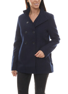 melrose Jacke Zipper stylischer Damen Kurz-Mantel mit Stehkragen Blau