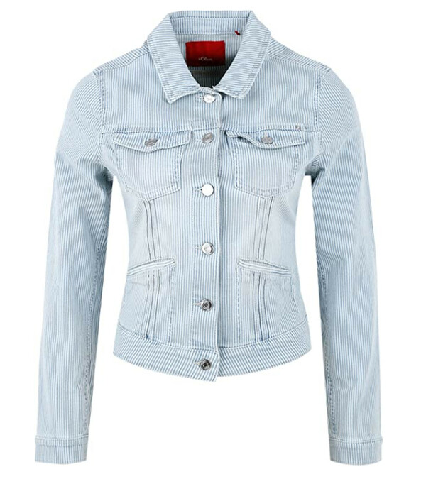 Bild 1 von s.Oliver Jeans-Jacke angesagte Damen Frühlings-Jacke mit Streifenmuster Blau/Weiß