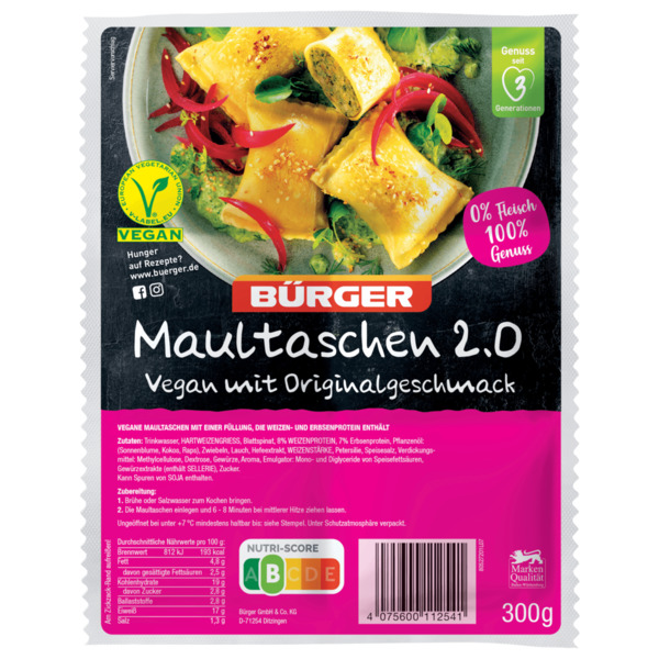 Bild 1 von Bürger Maultaschen 2.0 vegan 300g