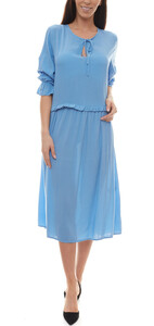 NÜMPH Jersey-Kleid trageangenehmes Damen Sommer-Kleid mit Tunika-Ausschnitt Blau