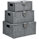Bild 1 von HOMCOM Aufbewahrungskorb, 3er-Set Aufbewahrungsboxen mit Deckel und Schnallen, Ordnungsboxen für Schlafzimmer, Wohnzimmer, 18L, 12L, 7L, Grau