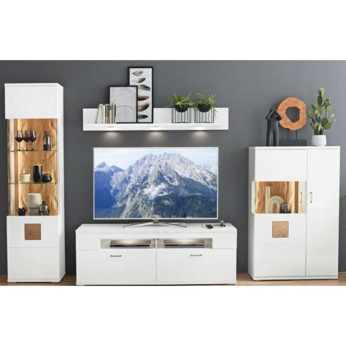 CASAVANTI Wohnwand TOPEKA 4teilig weiß/ braun von porta Möbel ansehen!