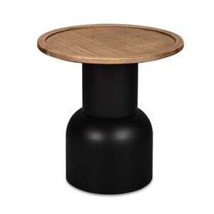 Beistelltisch RONJA 40 x 46 cm braun/ schwarz - Säulengestell Metall schwarz - Tischplatte Holz braun rund - Durchmesser 40 cm - Höhe 46 cm