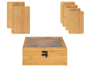 ERNESTO Schneidebretter-Set / Tee-Box, aus Bambus