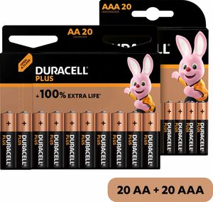 Duracell »20+20 Pack: 20x Mignon/AA/LR06 + 20x Micro/AAA/LR03« Batterie, LR03 (1,5 V, 40 St), 1,5V