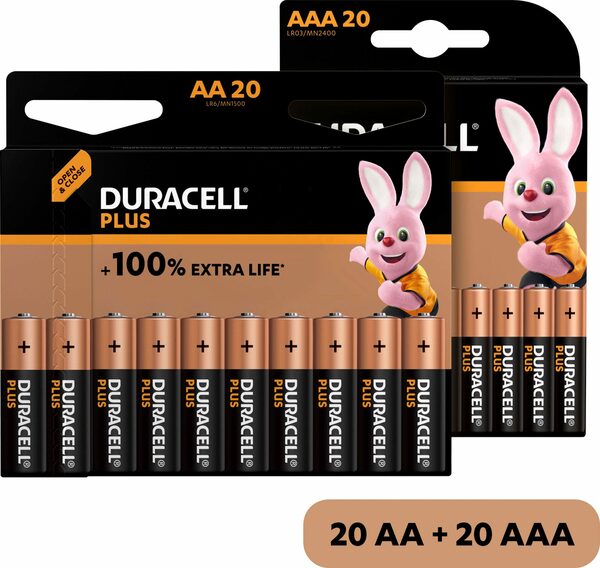 Bild 1 von Duracell »20+20 Pack: 20x Mignon/AA/LR06 + 20x Micro/AAA/LR03« Batterie, LR03 (1,5 V, 40 St), 1,5V