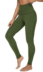 QUEENIEKE Damen-hohe Taillen Yoga Leggings Hosen Trainings Strumpfhosen laufen Armee-Grün M