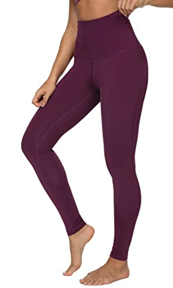 Bild 1 von QUEENIEKE Yoga Hosen Damen-hohe Taillen Yoga Leggings mit Tasche Trainings Strumpfhosen für Laufen Fitness Farbe Dunkles Rosenrot Größe XS（0/2）