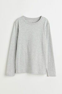H&M Jerseyshirt Hellgraumeliert, T-Shirts & Tops in Größe 134/140. Farbe: Light grey marl