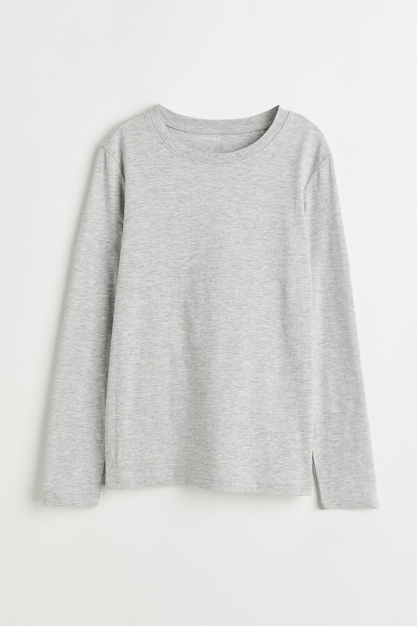 Bild 1 von H&M Jerseyshirt Hellgraumeliert, T-Shirts & Tops in Größe 134/140. Farbe: Light grey marl
