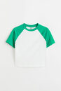 Bild 1 von H&M Cropped T-Shirt Grün/Blockfarben in Größe S. Farbe: Green/block-coloured