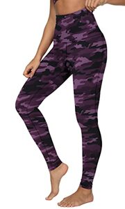 QUEENIEKE Yoga Hosen Damen-hohe Taillen Yoga Leggings mit Tasche Trainings Strumpfhosen für Laufen Fitness(Lila Tarnfarbe, M)
