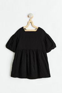H&M Kleid aus Seersucker Schwarz, Kleider in Größe 134. Farbe: Black