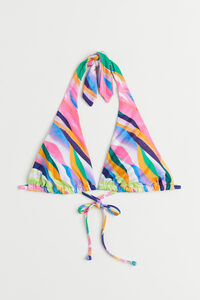 H&M Wattiertes Triangel-Bikinitop Rosa/Gemustert, Bikini-Oberteil in Größe 34. Farbe: Pink/patterned