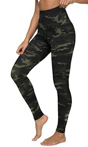 QUEENIEKE Yoga Hosen Damen-hohe Taillen Yoga Leggings mit Tasche Trainings Strumpfhosen für Laufen Fitness(Grüne Tarnung, M)