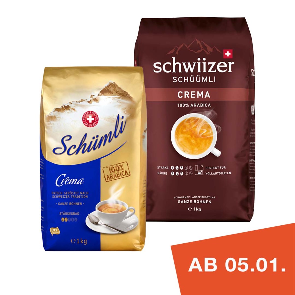 Bild 1 von SCHWIIZER SCHÜÜMLI CREMA GANZE BOHNEN, versch. Sorten, je 1000-g-Btl.