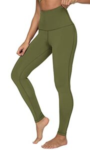 QUEENIEKE Yoga Hosen Damen-hohe Taillen Yoga Leggings mit Tasche Trainings Strumpfhosen für Laufen Fitness Wildes Kieferngrün M