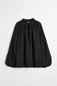 H&M Bluse mit Bindedetail Schwarz, Blusen in Größe L. Farbe: Black