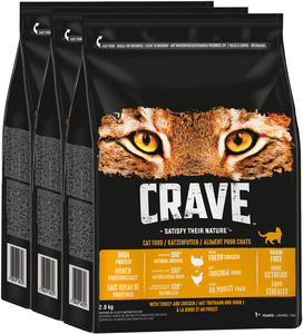CRAVE™ Katze Beutel mit Truthahn und Huhn 3 x 2,8kg