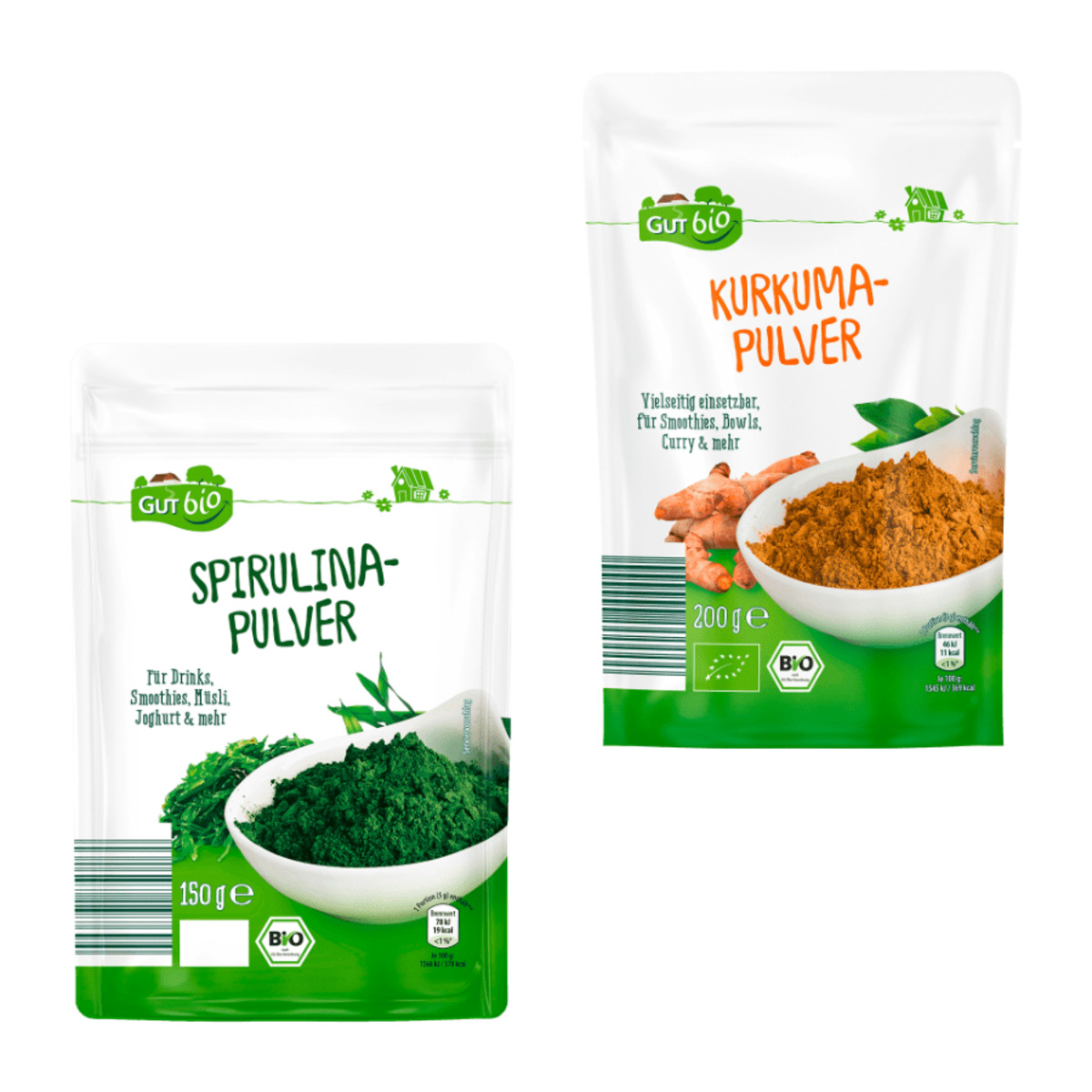 Bild 1 von GUT BIO Bio-Spirulina- / Kokosmilch- / Kurkuma-Pulver