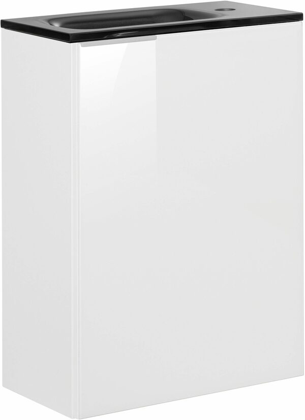 Bild 1 von FACKELMANN Waschtisch »SBC« (Set, 2-St), Gästewaschtisch mit Glasfront, Glaswaschbecken in Grau, Breite 45cm, Gäste WC Waschplatz