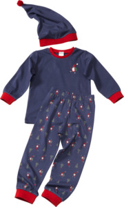 PUSBLU Kinder Schlafanzug, Gr. 92, aus Bio-Baumwolle, blau