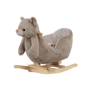 Kikkaboo Schaukeltier Bär mit Sitz, Rückenlehne, Fußstützen, Kufen, Holzgriffe beige