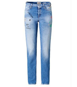 REPLAY Maddiespa Sraight Fit Jeans coole Damen Denim-Hose mit Stickereien Blau