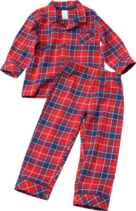 PUSBLU Kinder Schlafanzug, Gr. 92, in Bio-Baumwolle, rot, blau